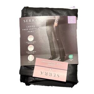 Serra Ladies Faux Black Nylon Spandex Pant Boot Cut Women Size XL (16-18)